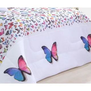 Edredom Luxo Percal Casal Queem Borboletas - Presente Otimo - Único