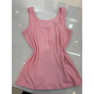 Malha canelada algodão regata botão aberto - Preto