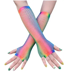 Fantasia Cosplay Luva Arrastão Longa - Par - Branco