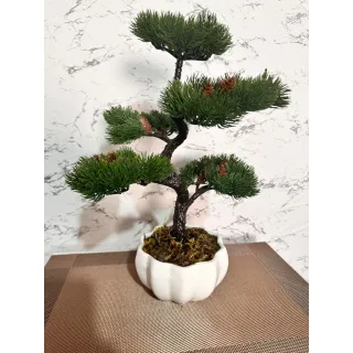 Vaso Cerâmica Bonsai Artificial Grande - Folhas Realistas - vaso em madeira