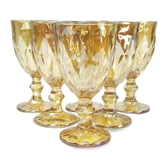 Taças de Vidro Diamante Transparente - Jogo com 6 unidades - Rainbow 300ml