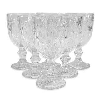 Taças de Vidro Diamante Transparente - Jogo com 6 unidades - Rainbow 300ml