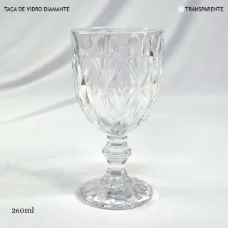 Taças de Vidro Diamante Transparente - Jogo com 6 unidades - Rainbow 300ml