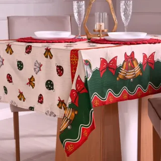 Toalha de Mesa Estampada Natal com Glitter - 2 Metros - Único