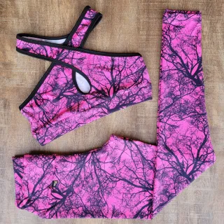 Conjunto Fitness Feminino Calça e Top para Academia - Estampa 04