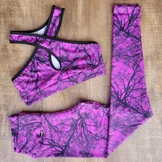 Conjunto Fitness Feminino Calça e Top para Academia - Estampa 04