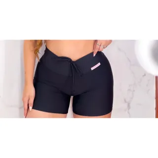 Moda Fitness Preto Conjunto Short Academia Treino Gym Blogueira - Somente short Letícia