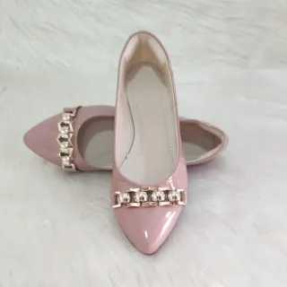 Sapatilha Preta Elegante Bico Fino Modelos Variados do 34 ao 39 Nude - VERDE VERNIZ APLIQUE