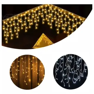 Decoração de Natal: Cascata Pisca 200 Leds Branco Frio/Branco Quente 220v