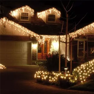 Decoração de Natal: Cascata Pisca 200 Leds Branco Frio/Branco Quente 220v - BRANCO FRIO