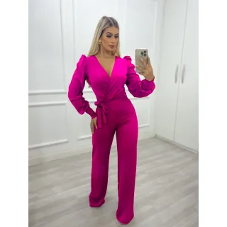 Calça Pantalona Manga Longa Princesa - MACACÃO LARISSA - FUSCIA