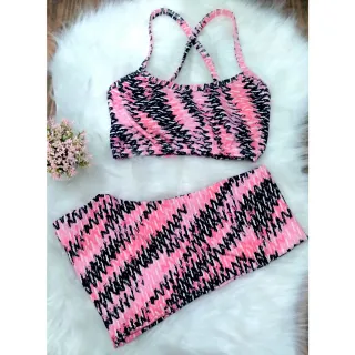 Conjunto Fitness Feminino Veste 36/42 Top + Short Academia Sem Bojo - CJ17