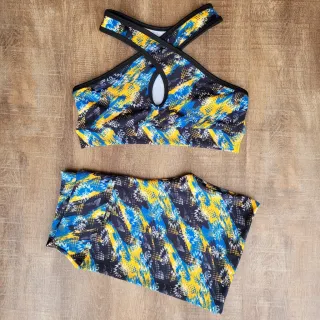 Conjunto Fitness Estampado Feminino - Short e Top para Academia - Estampa 08