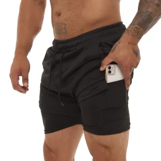 Proteção UV - KIT 2 Shorts Sport Fit Dry Fit Elastano Academia e Treino - 1 Azul 1 Branco