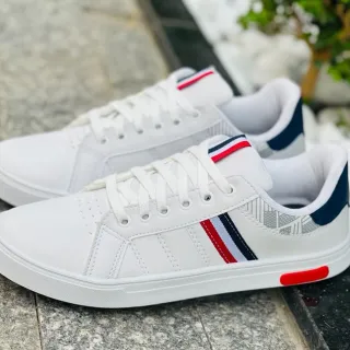 Lançamento: Sapatênis casual masculino preto e branco, leve e confortável - Branco