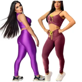 Top Tela e Legging Feminino Academia Suplex 3D - Raryel - Conj/3D preto