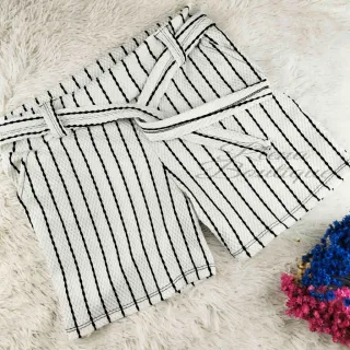 Compre Shorts Feminino Listrado Liso Com Cinto na Loja Online Raryel - listrado cinza