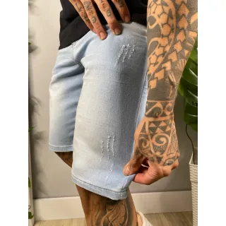 Bermuda Jeans Masculina Slim Premium Rasgada - Kit 3 Peças - kit 2，preto ，escuro