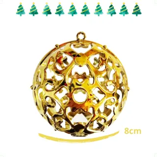 Decoração Árvore Bola Natal Grande Dourada 3D Arabesca Brilhante Fosca 8cm - 6 Unid - Único
