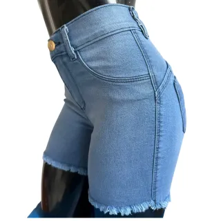 Meia Coxa Jeans com Elastano, Cintura Alta - Raryel - CLARA