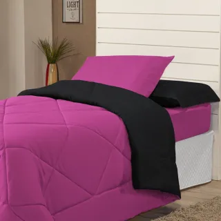 Promoção Edredon Solteiro Dupla Face Margarida com Fronha - Avelã