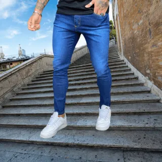 Envio Imediato Calça Jeans Masculina Slim Original Elastano Cor Médio - Medio