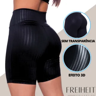 Short Preto Meia Coxa Cirrê Ikat Academia 3D - G1 - 44/46