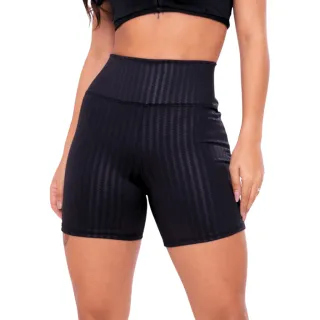 Short Preto Meia Coxa Cirrê Ikat Academia 3D - G1 - 44/46