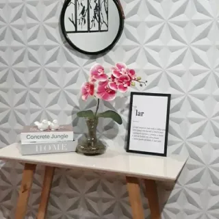 Adesivo Autocolante Geométrico Cinza Claro - Papel de Parede 3D para Sala, Quarto e Cozinha - 4 ROLOS = 20 METROS