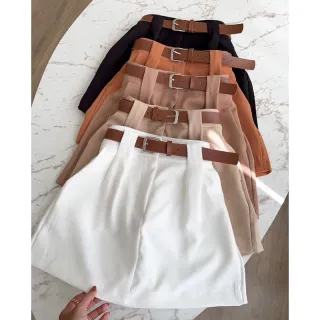 Lançamento: Saia Alfaitaria Curta com Cinto - Nude