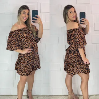 Vestido soltinho Ciganinha. Viscose feminino Ciganinha - Margarida vermelho