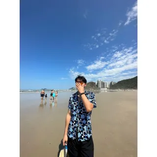 Roupas Casuais Masculinas: Camiseta Estampada de Verão Coco Havaiana - Azul