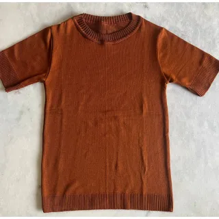 Decote Redondo Blusa Tricô Manga Curta Feminina - Verde Limão