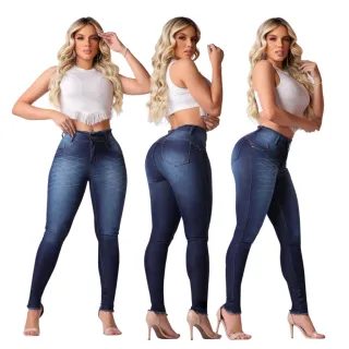 Calça Feminina Efeito Levanta Bumbum Cintura Alta em Jeans Lycla - 15