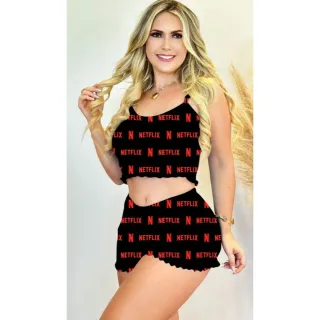 Conjunto Feminino Pijama Ondinha Virginia Personagens - LILO STITCH VERDE 1