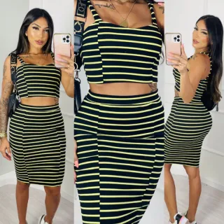 Alça Cropped Midi Set - Conjunto de roupas - Listrado