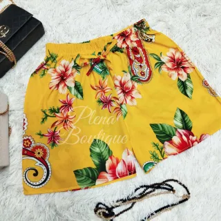 Casual Plus Size Feminino Shorts Estampado Viscose - Cor de fundo Azul