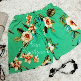 Casual Plus Size Feminino Shorts Estampado Viscose - Cor de fundo Azul