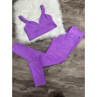 Calça Legging com Top Fitness Conjunto Babado - Preto