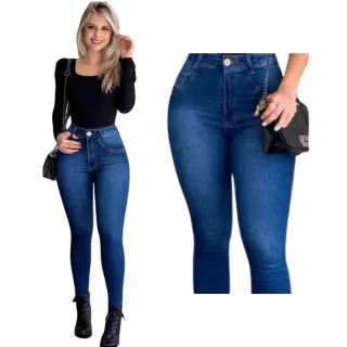 Levanta Bumbum Calça Jeans Feminina Skinny Cintura Alta - Escuro