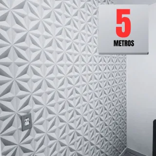 Adesivo Autocolante Geométrico Cinza Claro - Papel de Parede 3D para Sala, Quarto e Cozinha - 4 ROLOS = 20 METROS