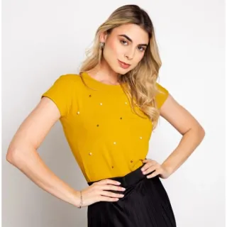 Tendência da Moda - Blusa Feminina T-shirt Básica Perola Viscolycra - VERDE BEBÊ
