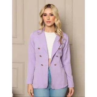 Sobretudo Feminino Maxi Longo Blazer Alfaiataria Casaquinho Com Botão - Preto