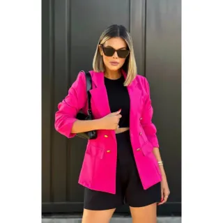 Sobretudo Feminino Maxi Longo Blazer Alfaiataria Casaquinho Com Botão - Preto
