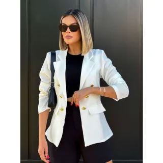 Sobretudo Feminino Maxi Longo Blazer Alfaiataria Casaquinho Com Botão - Preto