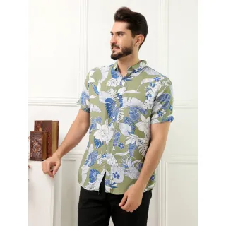 Camisa Manga Curta Masculino Floral Verde Claro - GG