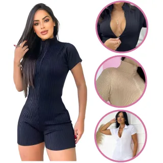 Moda Gringa Blogleira: Macaquinho Canelado Virginia Premium - Preto