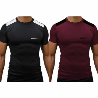 Camiseta Musculação Masculina Dry Fit - Kit 2 Camisas Treino Academia - Cinza + Vinho C/Branco