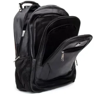 Mochila Grande de Couro Preta Reforçada - Marron