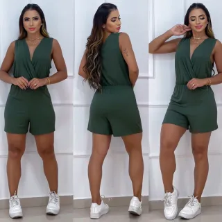 Transpassado verão macaquinho feminino - Preto